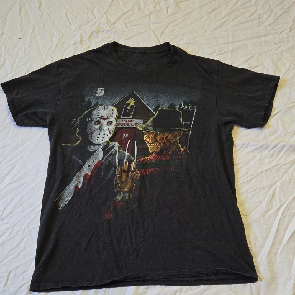 Mens Medium Jason And Freddy Kruger Horror T-shirt